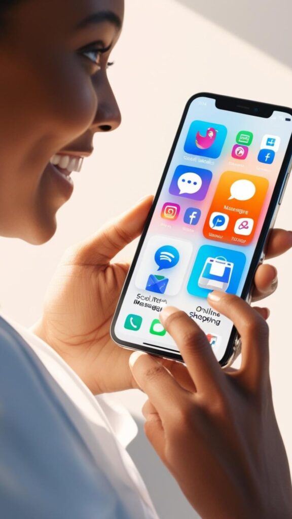 A person using a smartphone to access various apps and services.