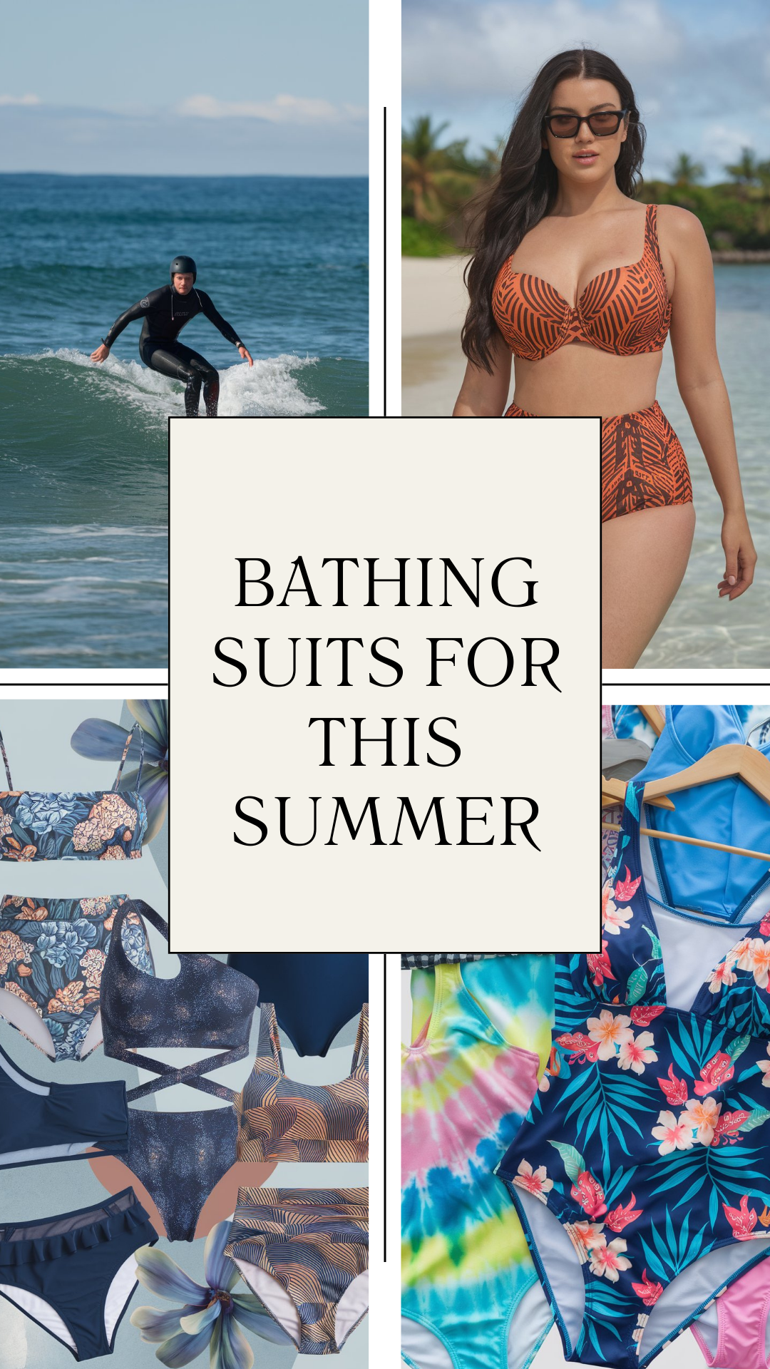 collage of bathing suits for the summer