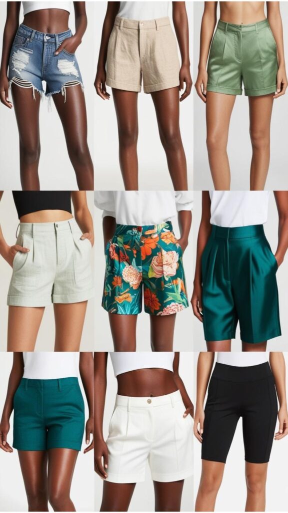 Explore summer shorts styles: denim for versatility, linen for breathability, cotton for comfort, silk for elegance, tailored for sophistication, Bermuda for modesty, and bike shorts for a sporty edge.