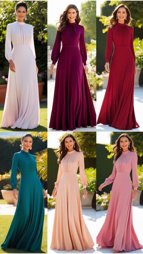 Modest summer long dresses offer style and coverage with high necklines, long sleeves, and flowing skirts—perfect for a confident, elegant, and chic look.