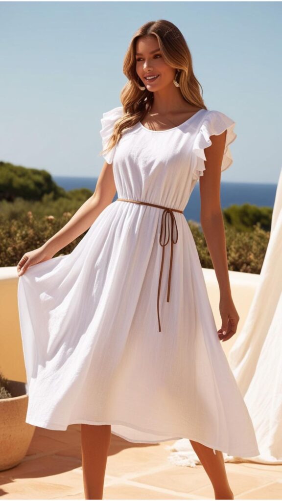 A summer white midi dress is the perfect outfit—stylish, comfortable, and effortlessly chic, making it an easy go-to choice for warm-weather days.
