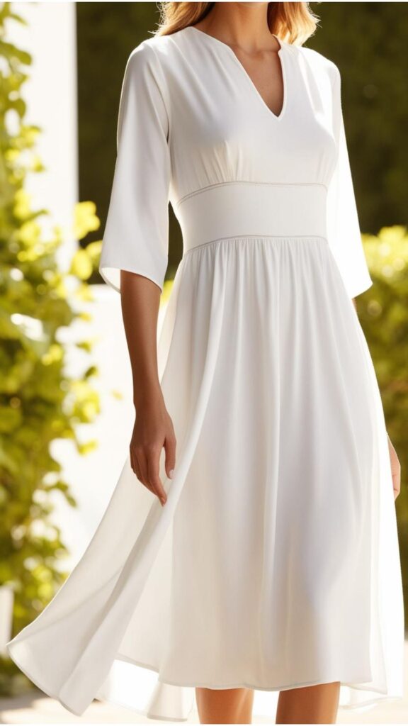 A summer white midi dress is a timeless, versatile classic that can be styled in many ways, making it perfect for any occasion, from casual to dressy.