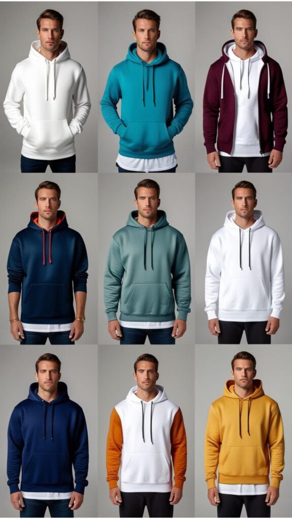 Men can create diverse stylish looks with hoodies.