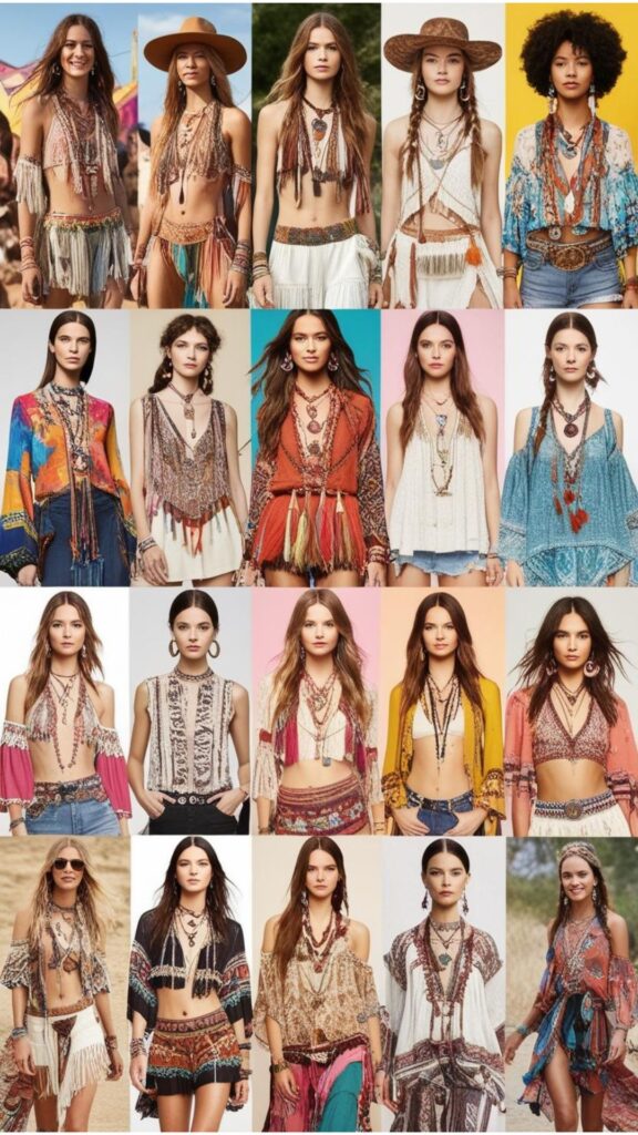 Find bohemian fashion inspiration at music festivals, vintage shops, social media, fashion shows, and editorials, showcasing unique, free-spirited styles and trends.