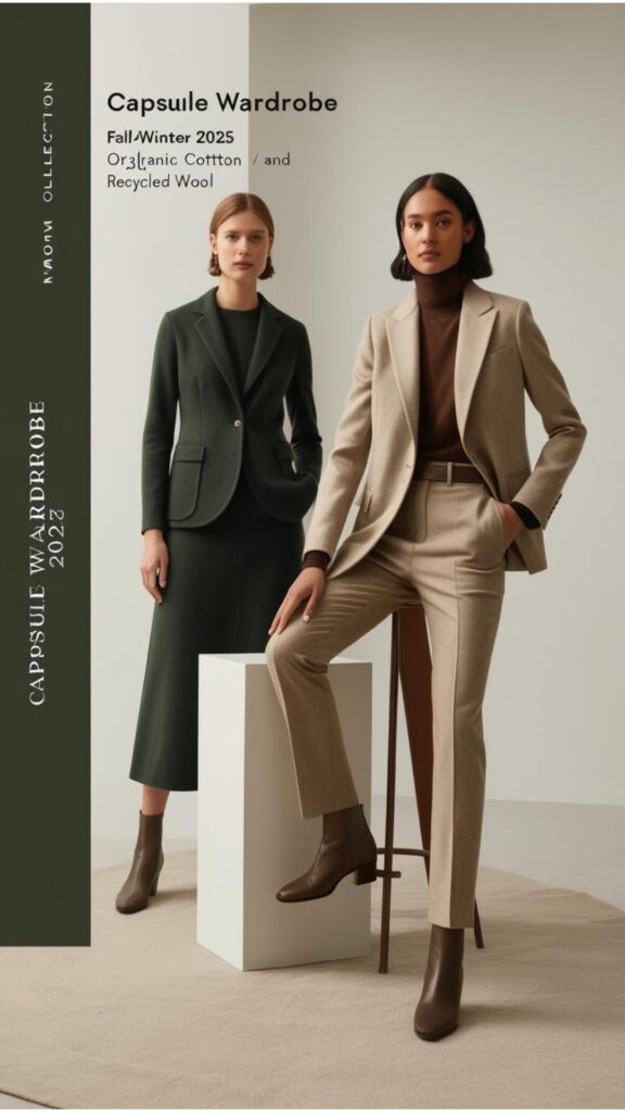 Capsule wardrobe 2025 fall/winter embraces sustainability with eco-friendly fabrics, classic silhouettes, and quality over quantity for timeless, lasting style.