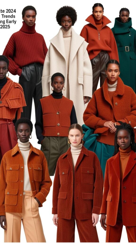 Late 2024 trends influence early 2025 fashion, emphasizing layering and warmth.