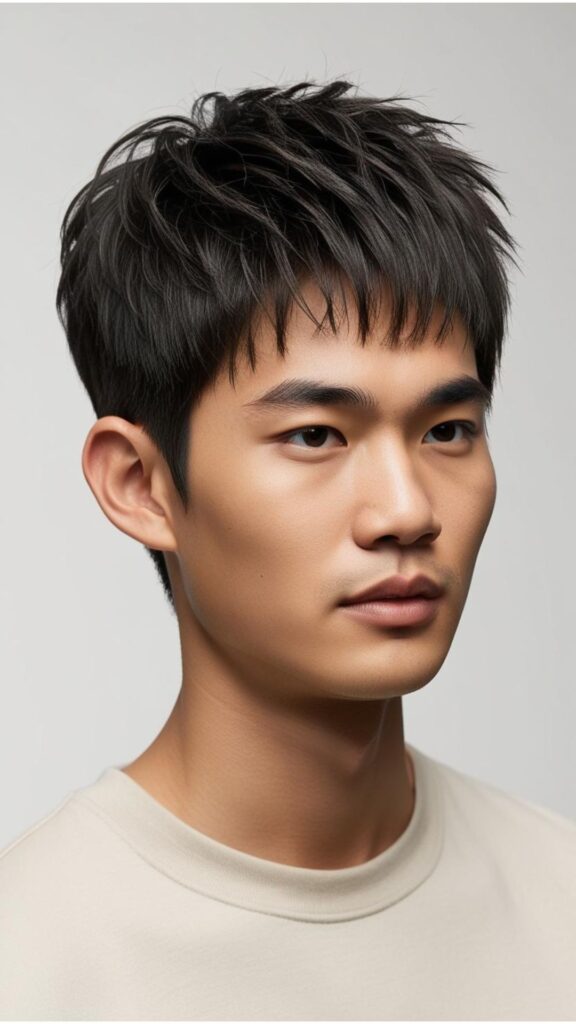 A person with thin fine hair styled in a pixie cut, showcasing added volume and texture.