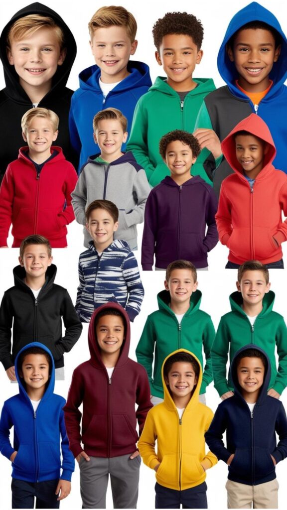 Hoodies: a practical and stylish clothing choice for boys of all ages.