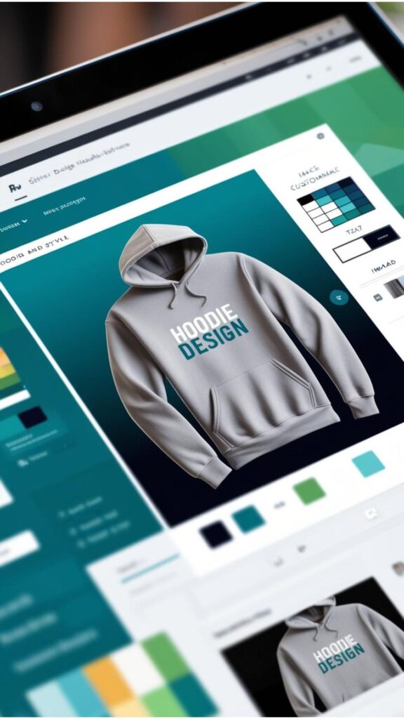 A screenshot of a hoodie design software interface.