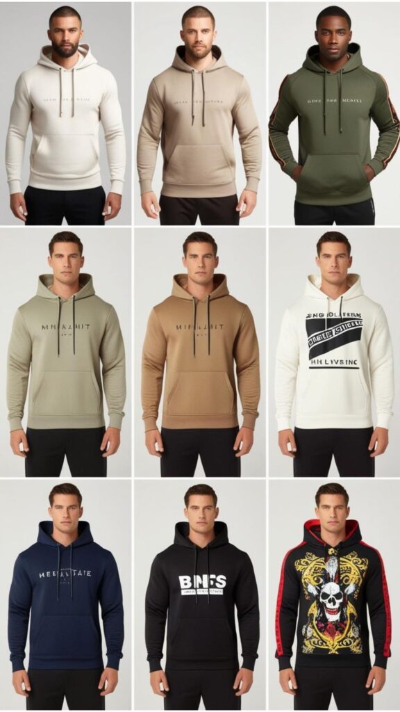 Men's hoodie designs range from classic and minimalist to bold and edgy.