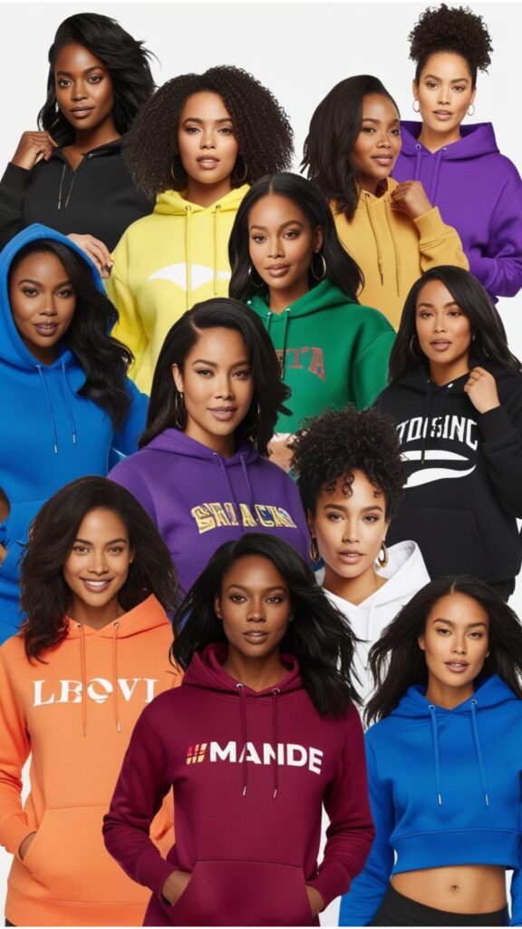 Black women style hoodies in diverse and fashionable ways.