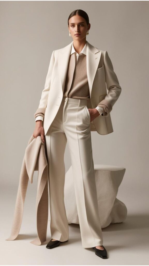 Classic chic style: Effortless elegance. Focus on tailored pieces, luxurious fabrics (silk, cashmere, wool), and minimal, elegant accessories.