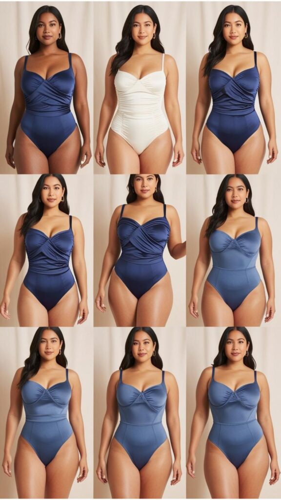 Plus-size bodysuits: Flattering and supportive with the right fabrics, ruching/draping details, and paired with high-waisted bottoms for a balanced silhouette.