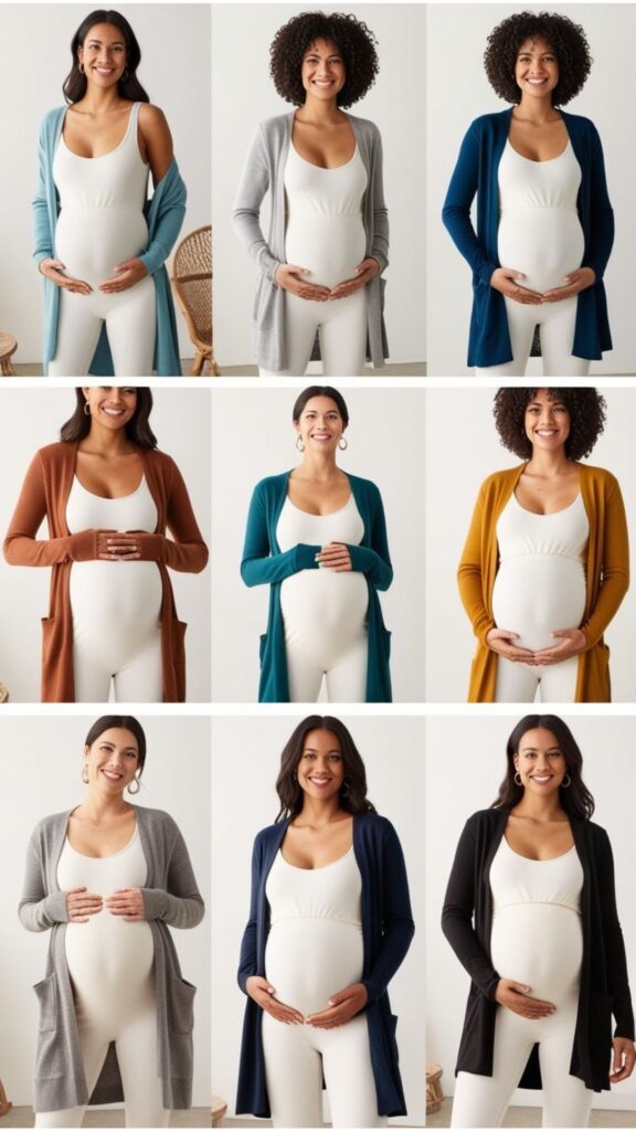 Maternity bodysuits: Comfortable and stylish with stretchy fabrics, flattering empire waist styles, and easy layering with cardigans or jackets.