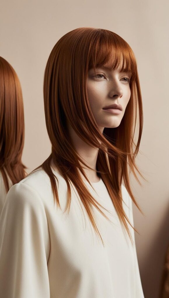 A person with long, thin fine hair styled with long, subtle layers.