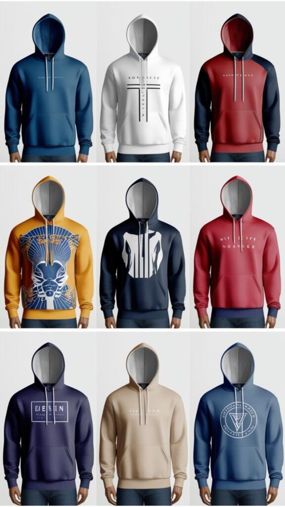 Men's hoodie designs can be tailored to various styles and preferences.