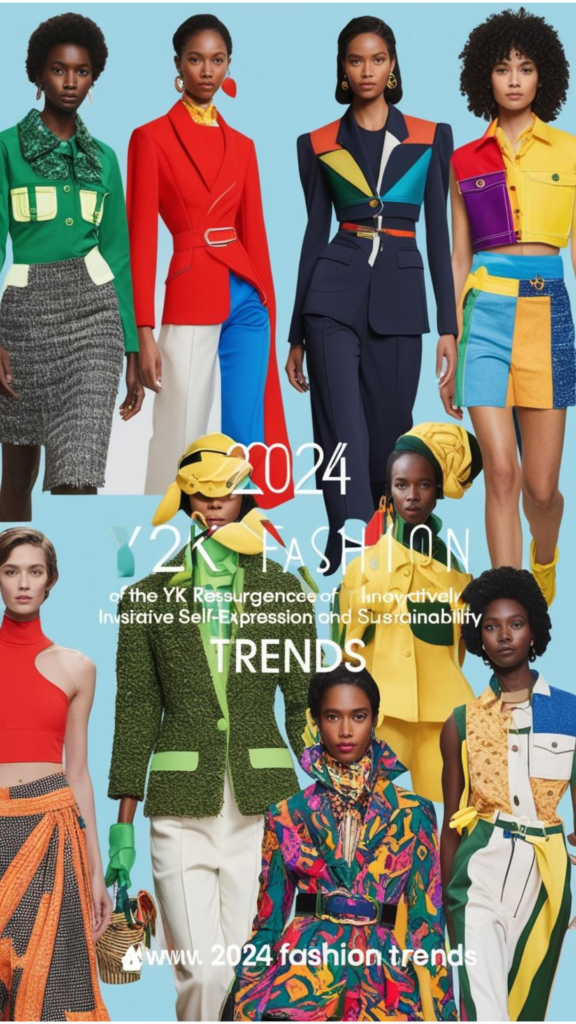 2024 fashion blends nostalgia (Y2K resurgence) and innovation, emphasizing self-expression and sustainability. Modern takes on classic styles will also be prominent.