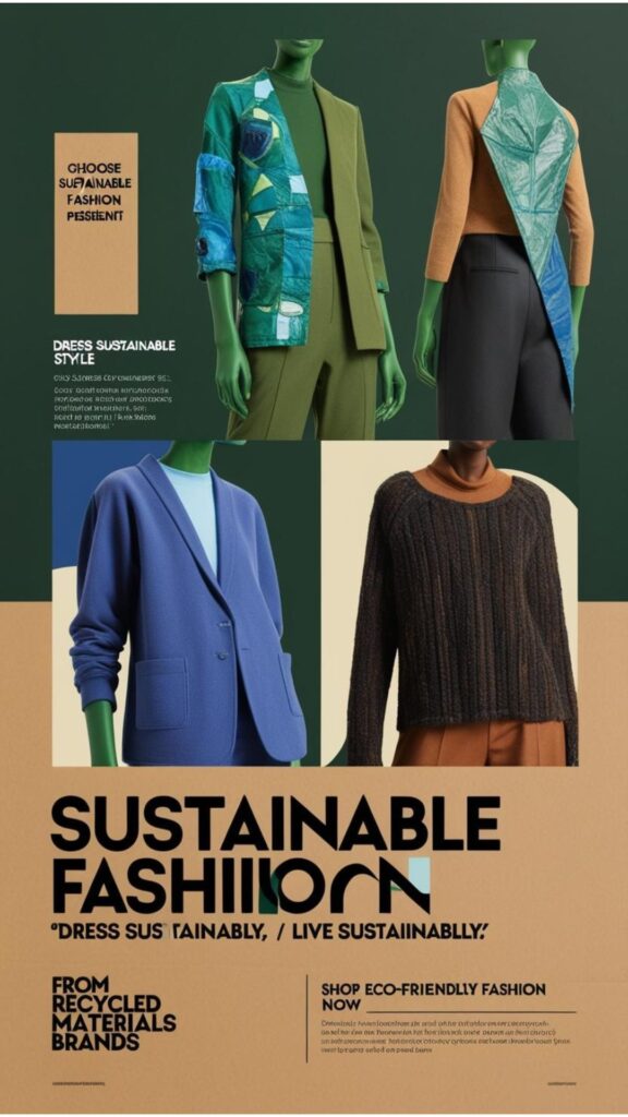 Design a sustainable fashion poster with bold visuals, a strong message, and a call to action, using eco-friendly materials to inspire conscious choices.