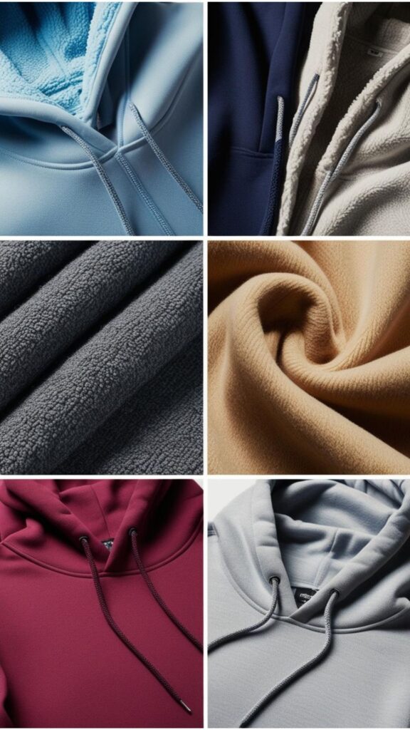 Close-up shots of different hoodie materials, highlighting their texture and feel.