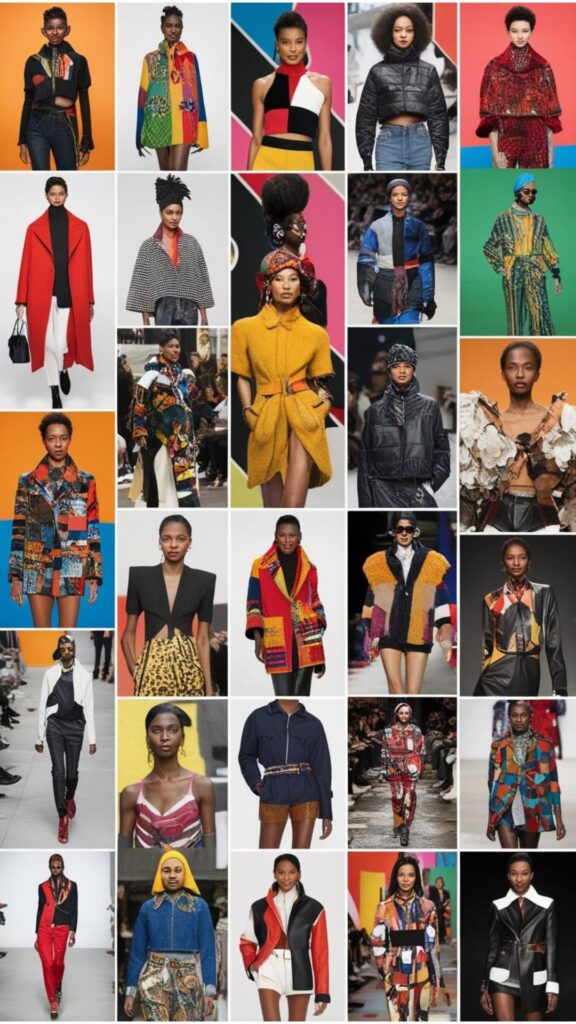 A collage of images showcasing urban fashion inspiration from various sources.