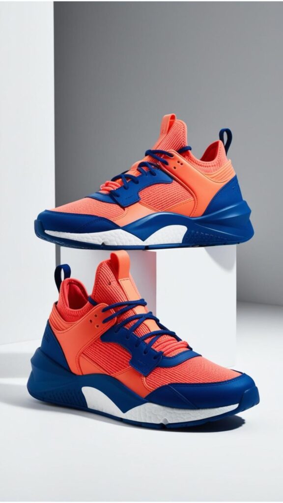 Shoes aesthetic sneakers blending athletic function with fashionable design, highlighting the seamless transition from gym wear to streetwear, ideal for active lifestyles.