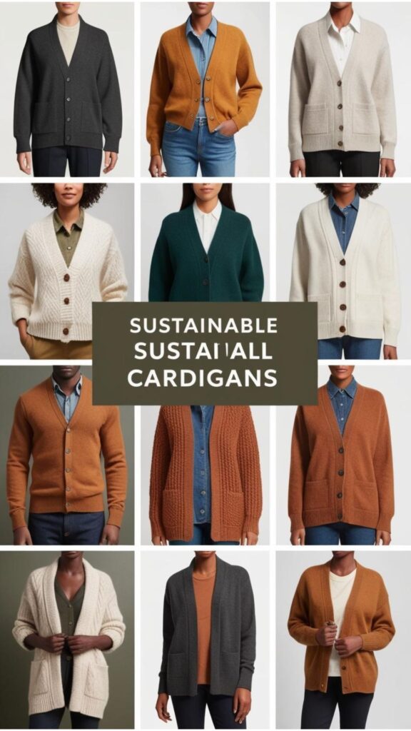 Choose sustainable cardigans: natural fibers like wool, cotton, or cashmere are biodegradable. Consider secondhand or repurposing old sweaters.