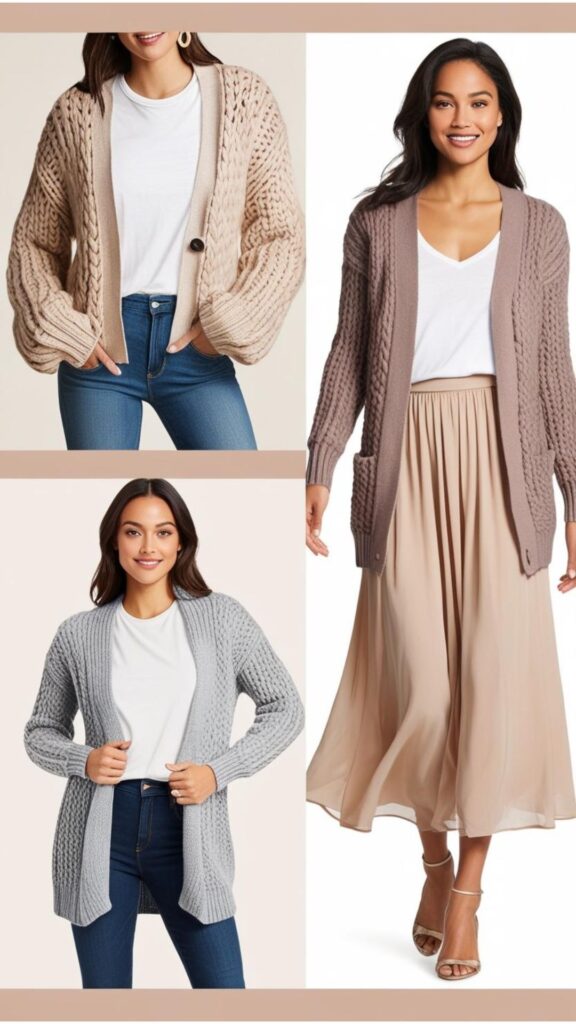 Cardigans can be dressed up or down, creating endless outfit possibilities. Pair them with jeans and a t-shirt for a casual look, or dress them up with a skirt and heels.