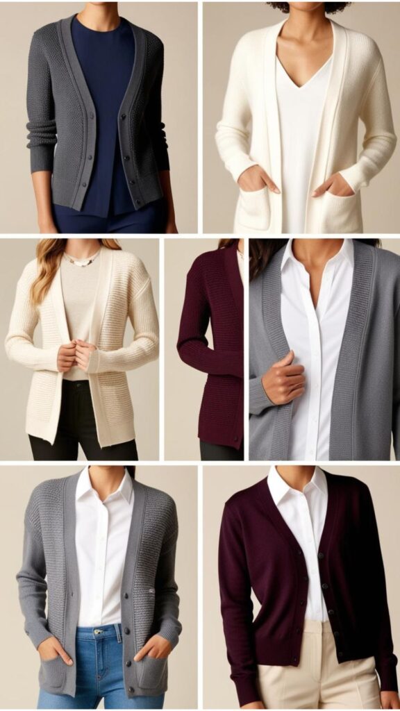 Cardigans are versatile layering pieces for any season, offering comfort and style for casual and formal occasions.