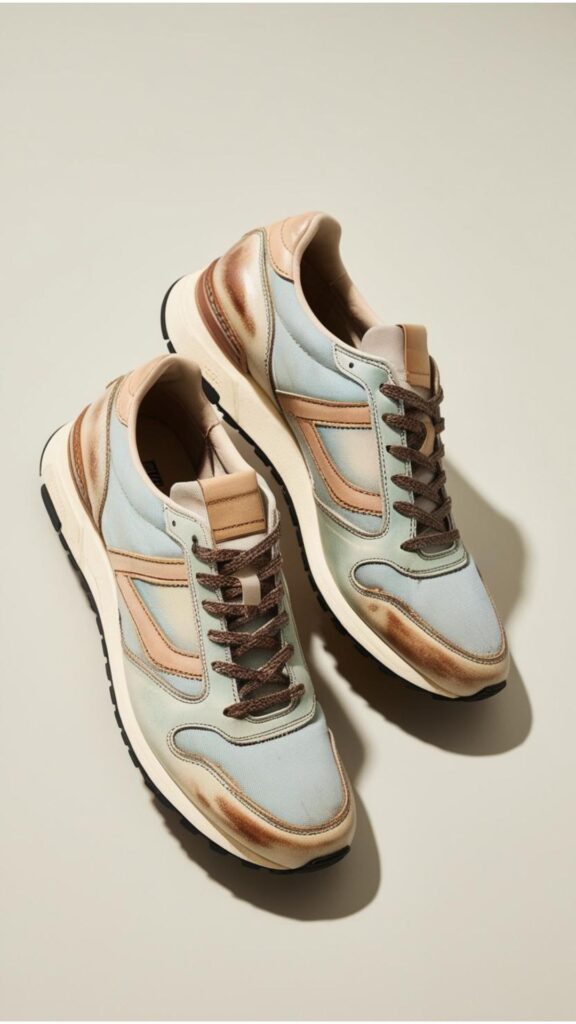 Vintage-inspired running shoes displayed, blending nostalgic design with modern comfort for stylish everyday wear.