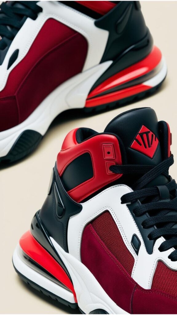 Bold and statement-making men's sneakers displayed, highlighting a popular trend in menswear for a striking and eye-catching look.