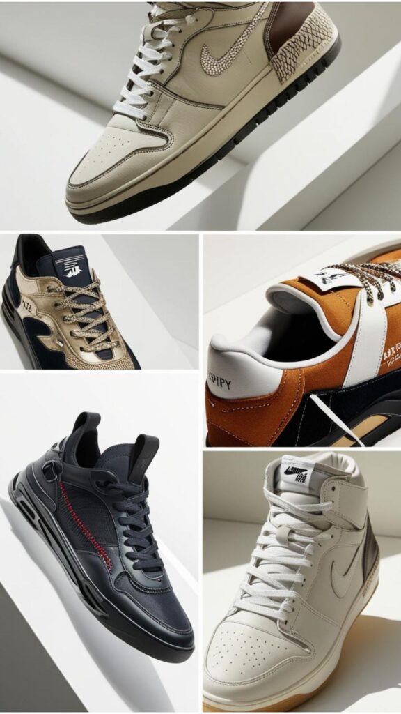 Luxurious sneakers from high-fashion brands displayed, showcasing meticulously crafted designs in the evolving sneaker market.