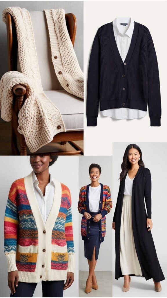 Cardigans: timeless wardrobe staples. Versatile, comfortable, and stylish for all ages. Perfect for layering or adding a chic touch, offering endless style possibilities.