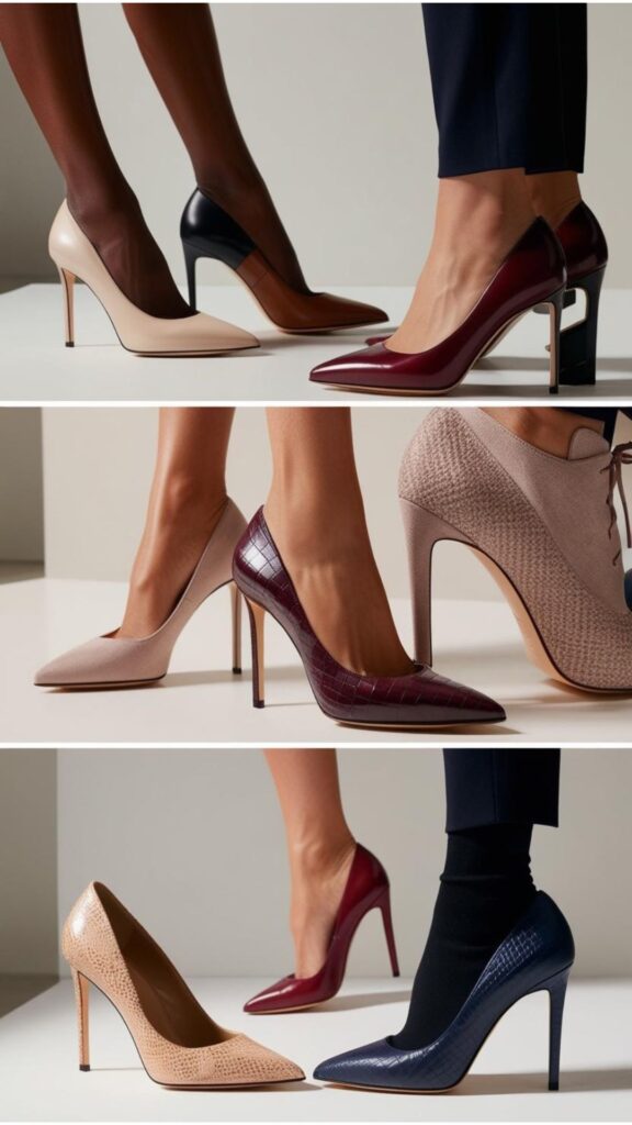 A still frame from a video showcasing different ways to style classy heels, perhaps featuring quick outfit changes and close-ups of the shoes.