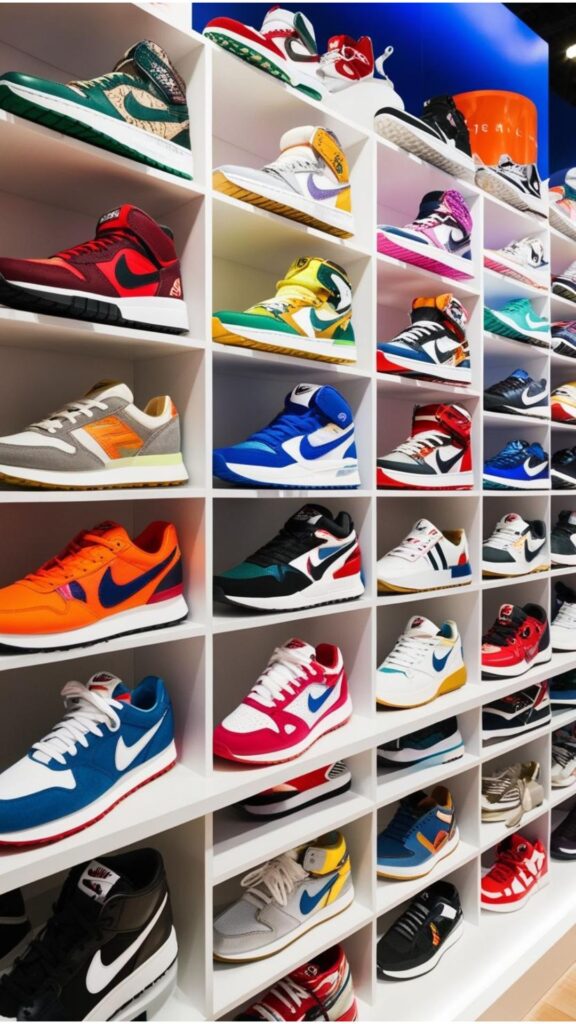 A display of various sneaker brands, encouraging experimentation to discover personal favorites in footwear.