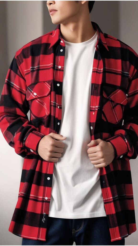 Flannel Shirts: Flannel shirts can be layered over t-shirts or worn under jackets for a winter casual yet stylish look.