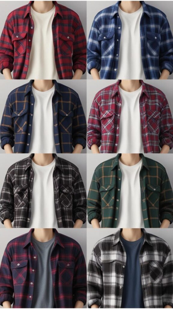 Flannel Shirts: Flannel shirts can be layered over t-shirts or worn under jackets for a casual yet stylish look.