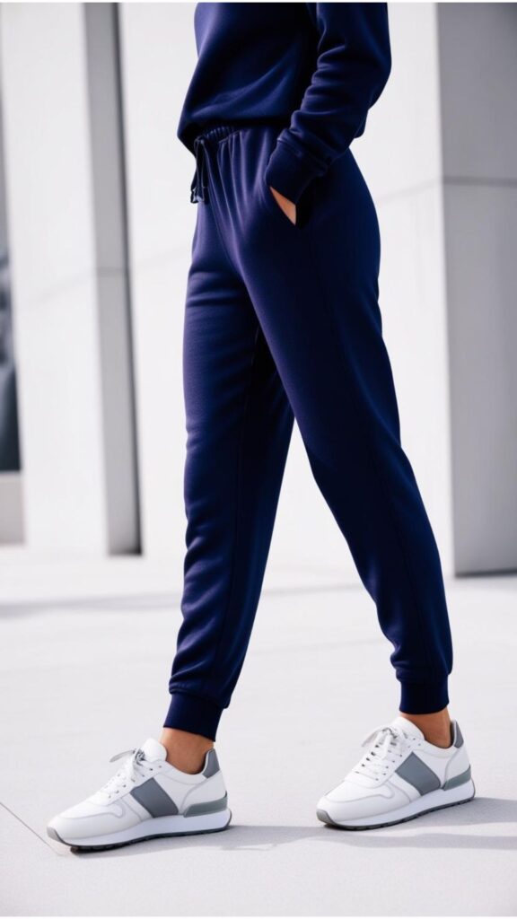 Chic comfort: joggers and stylish sneakers for winter.