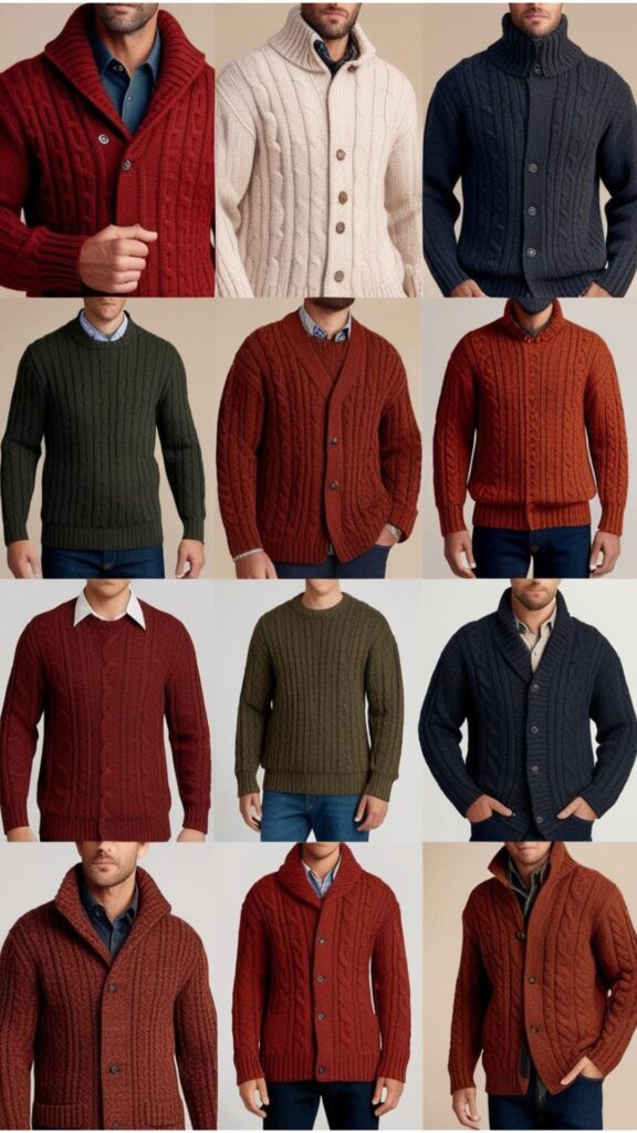 Chunky knit sweaters and cardigans for men: winter essentials for warmth and style.