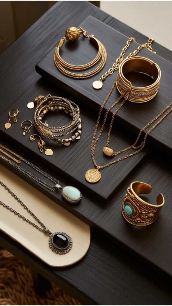 Statement jewelry and vintage finds are showcased, emphasizing the importance of personalized touches and unique accessories as essential for expressing individual style.