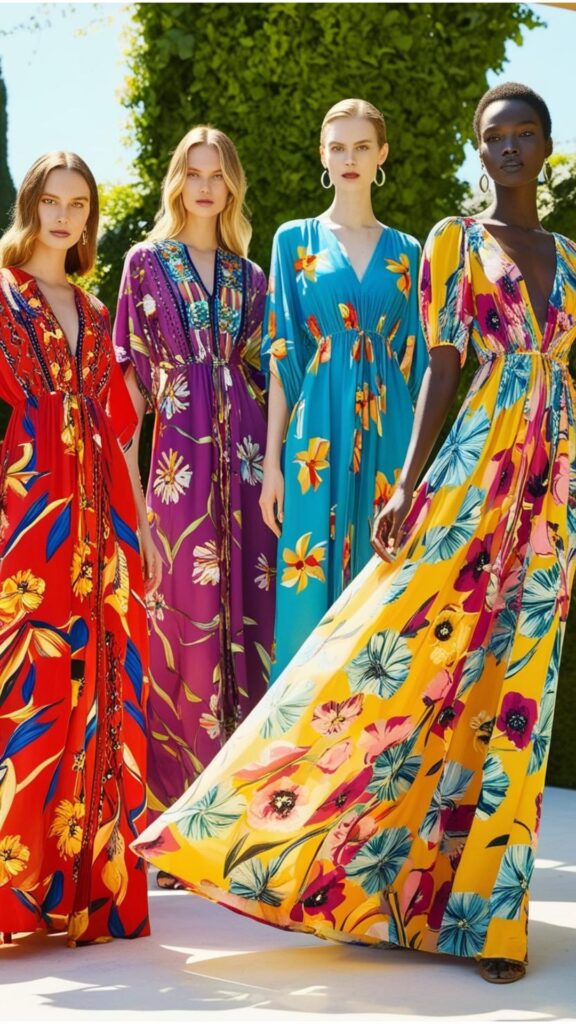 Flowing summer style: Maxi dresses in vibrant colors and prints.