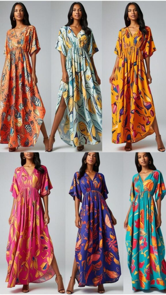 Flowing maxi dresses in vibrant colors and playful prints were a major trend.
