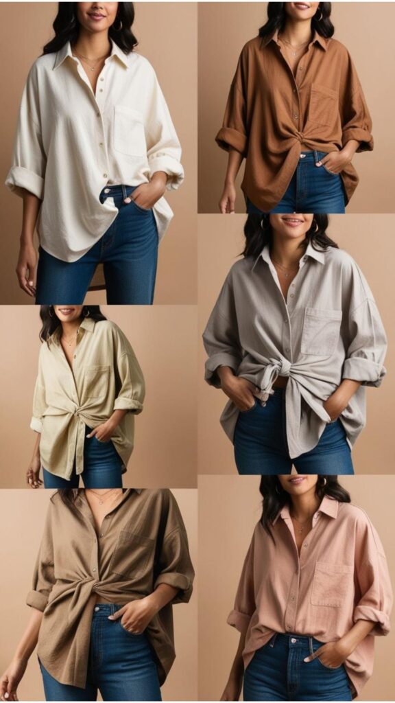 Oversized shirts, worn alone or tied at the waist, offered a relaxed and effortless vibe.