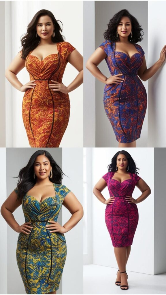 Vibrant or fine print bodycon dresses designed to embrace and flatter curves.