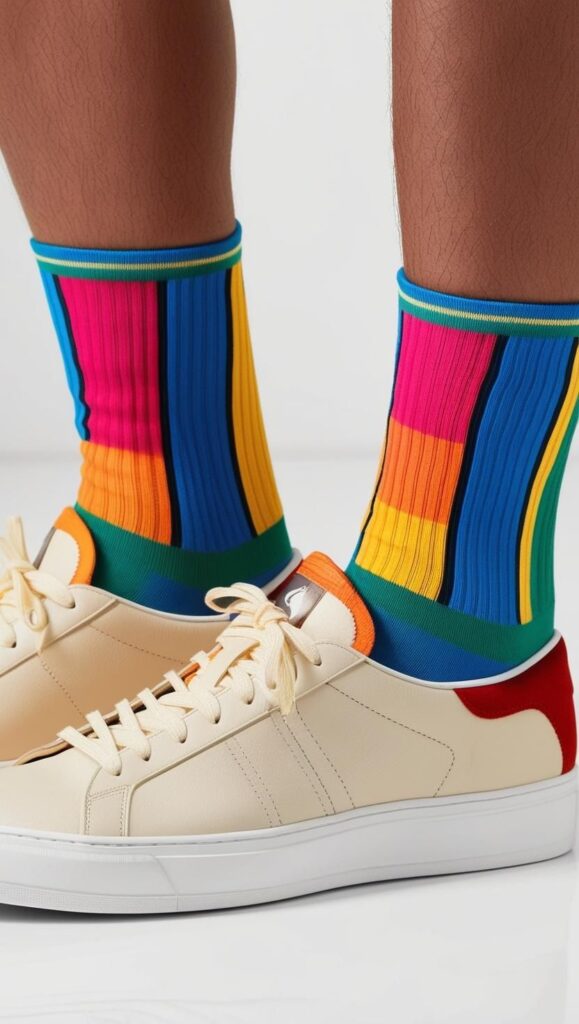 Sneakers and statement socks: Add personality to any casual outfit.