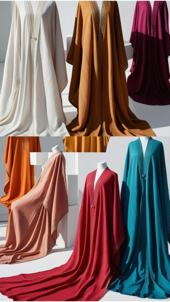 Lightweight and breathable abayas in vibrant colors and flowing fabrics were a popular choice.