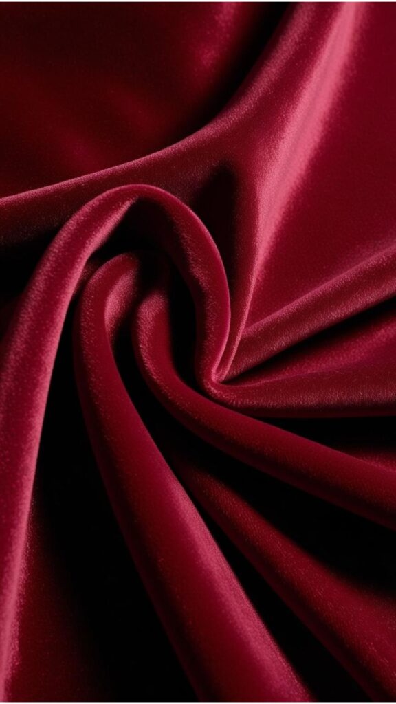 A close-up showcasing velvet fabric, emphasizing its luxurious texture and sophisticated appeal for adding elegance to any outfit.