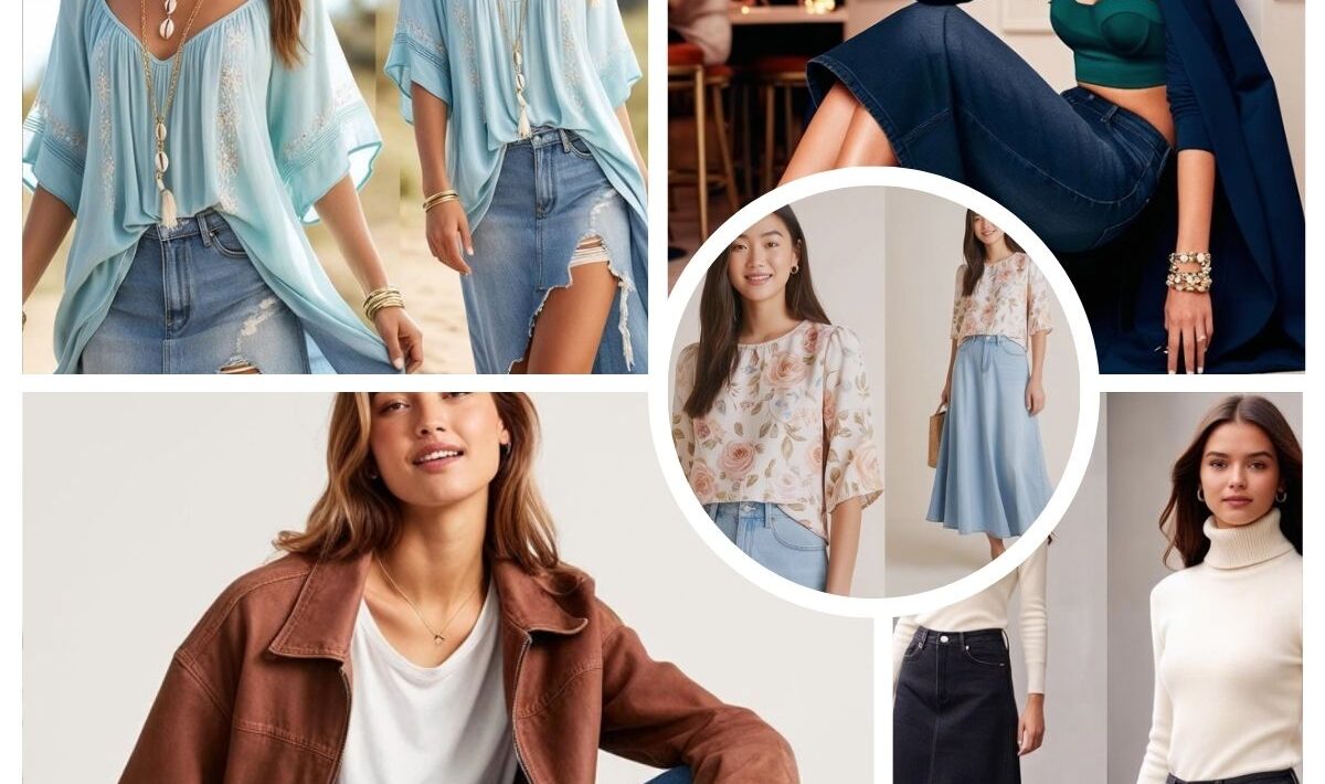 Long Denim Skirt Outfit Ideas